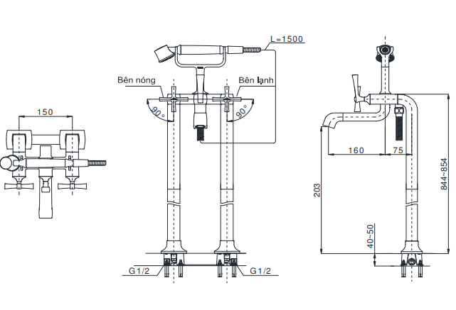 Vòi sen tắm xả bồn nóng lạnh Aerial Pulse mạ màu vàng TOTO DM209ACF#PG