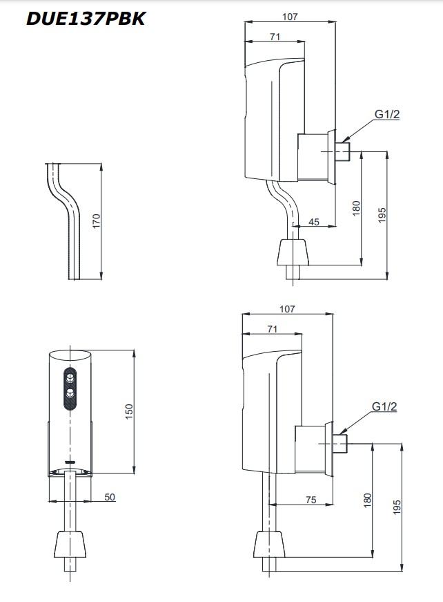 Van xả tiểu TOTO DUE137PBK cảm ứng dùng pin