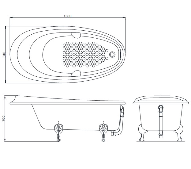 Bồn tắm đặt sàn TOTO PPY1610HIPTE#S ngọc trai 1m6 tay vịn