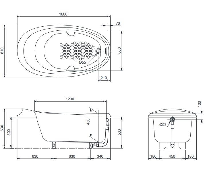 Bồn tắm TOTO PPY1610PTE#P ngọc trai 1m6