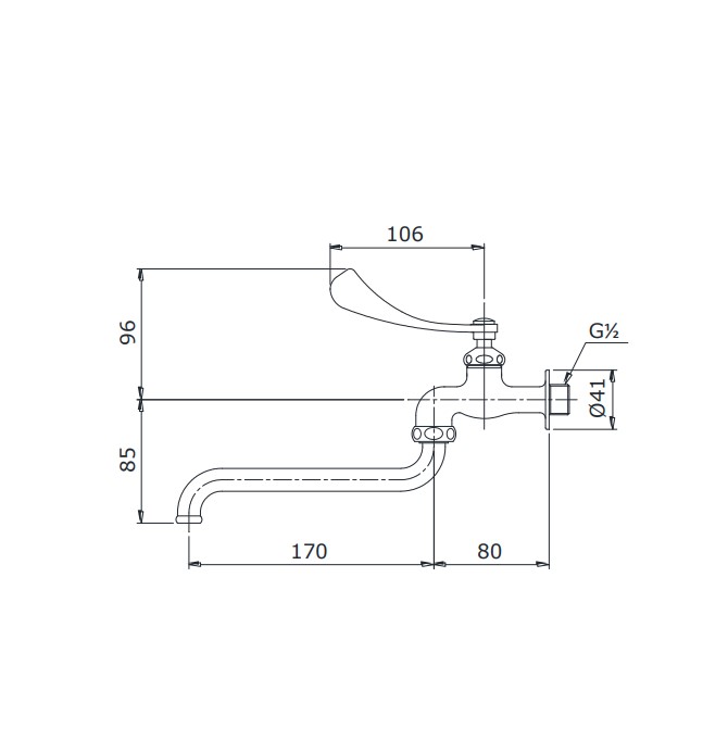 Bản vẽ kỹ thuật  vòi nước TOTO T30 ARQ13N