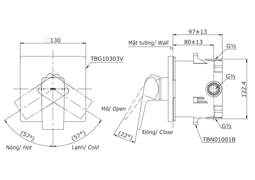 Van gật gù nóng lạnh GB TOTO TBG10303V/TBN01001B