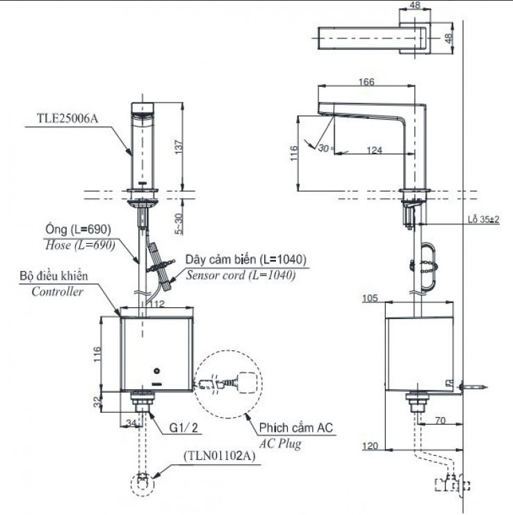 Vòi lavabo cảm ứng TOTO TLE25006A (TLE25006V)