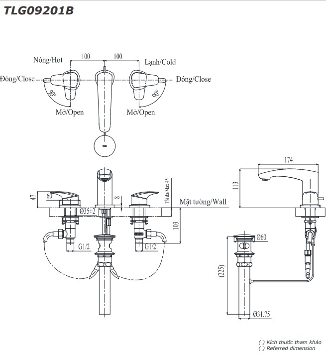 Vòi chậu lavabo nóng lạnh GM TOTO TLG09201BA