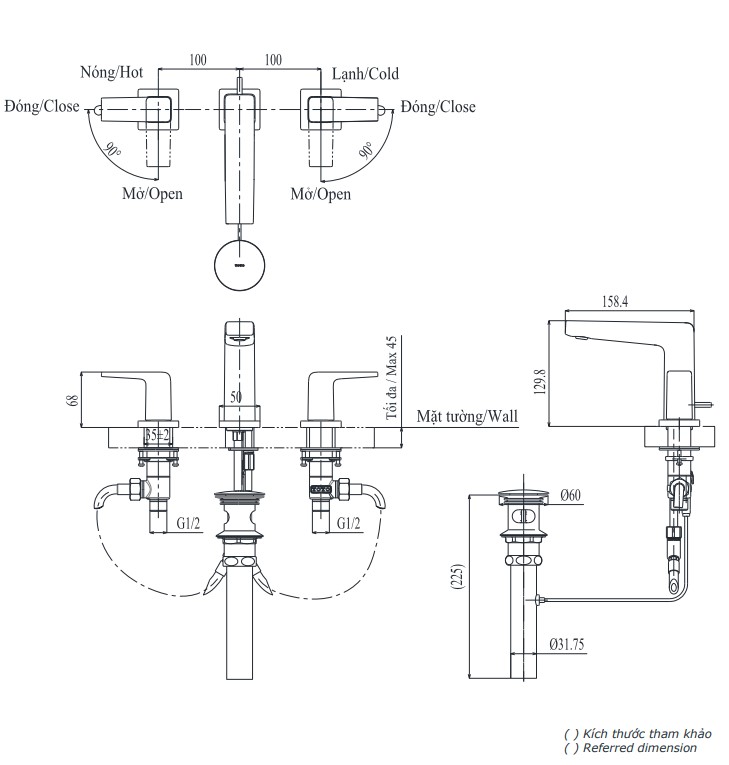 Vòi lavabo nóng lạnh GB TOTO TLG10201BA (TLG10201B)