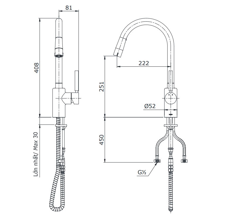 Vòi bếp nóng lạnh TOTO TX608KNBR
