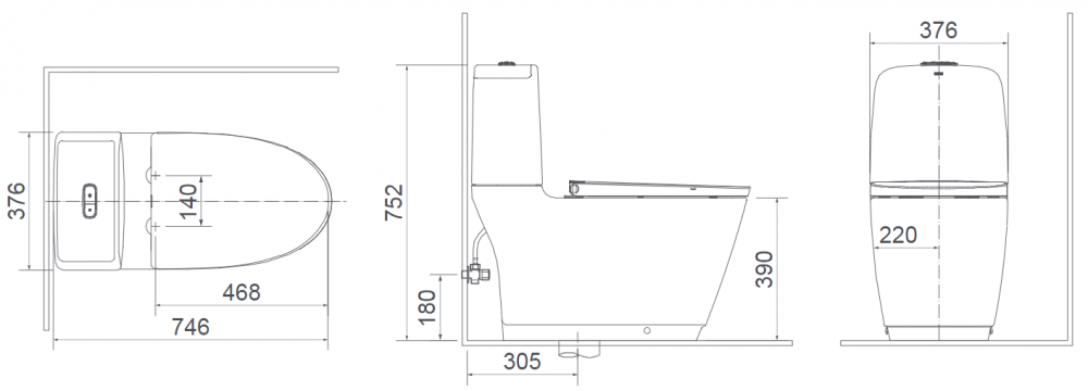 Bản vẽ Bồn cầu INAX 2 khối AC-832VN