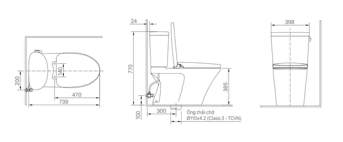 Bồn cầu 2 khối INAX AC-710VAN (AC710VAN) nắp đóng êm