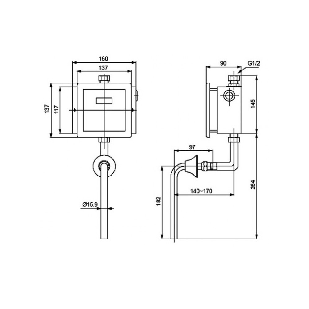 Van Xả Tiểu INAX Cảm Ứng OKUV-32SM (OKUV32SM) dùng điện âm tường