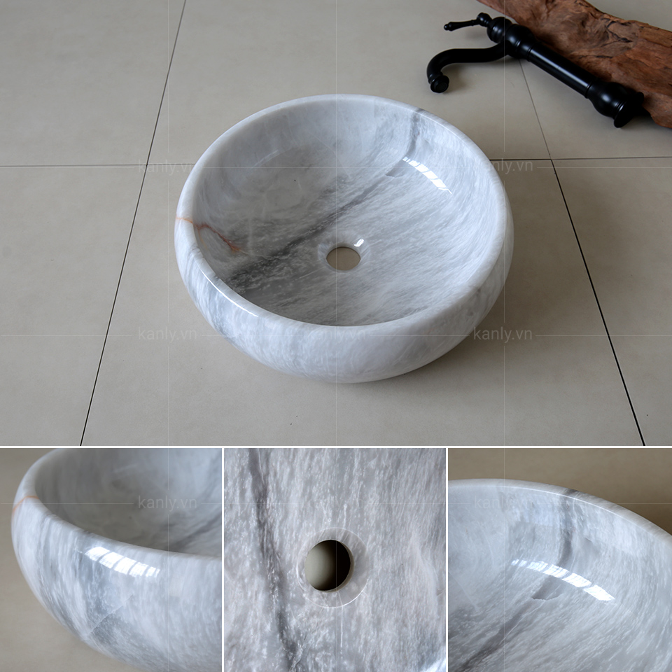 Chậu lavabo đặt bàn Kanly đá Marble tự nhiên MAR123N