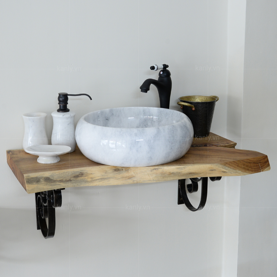 Chậu lavabo đặt bàn Kanly đá Marble tự nhiên MAR123N