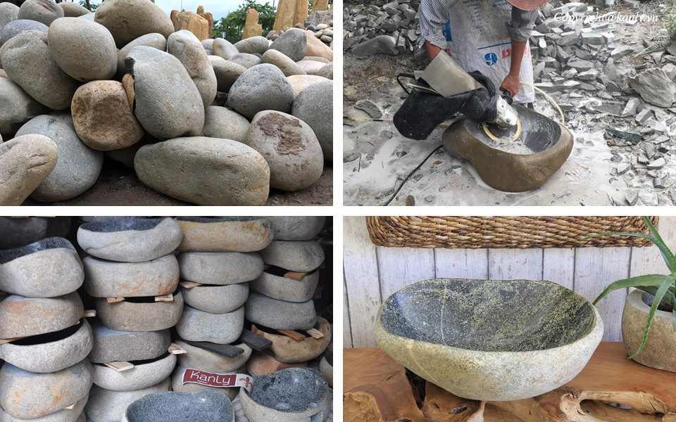 Chậu lavabo đặt bàn Kanly đá cuội MAR15V