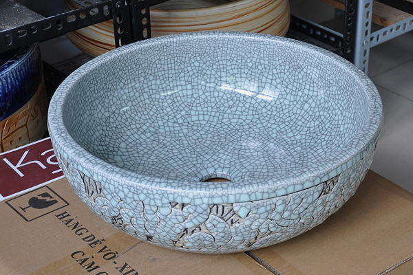 Chậu lavabo đặt bàn Kanly sứ hoa văn SU126