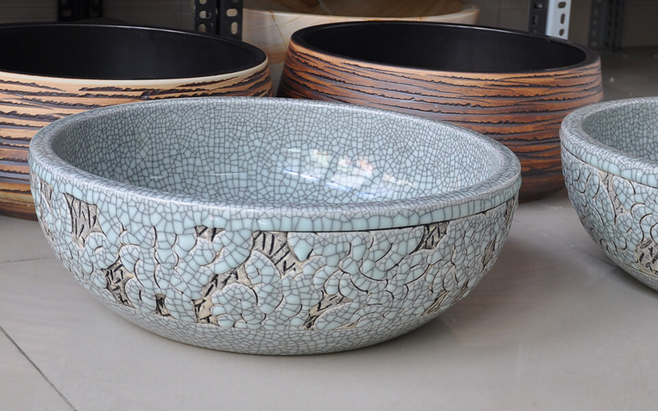 Chậu lavabo đặt bàn Kanly sứ hoa văn SU126