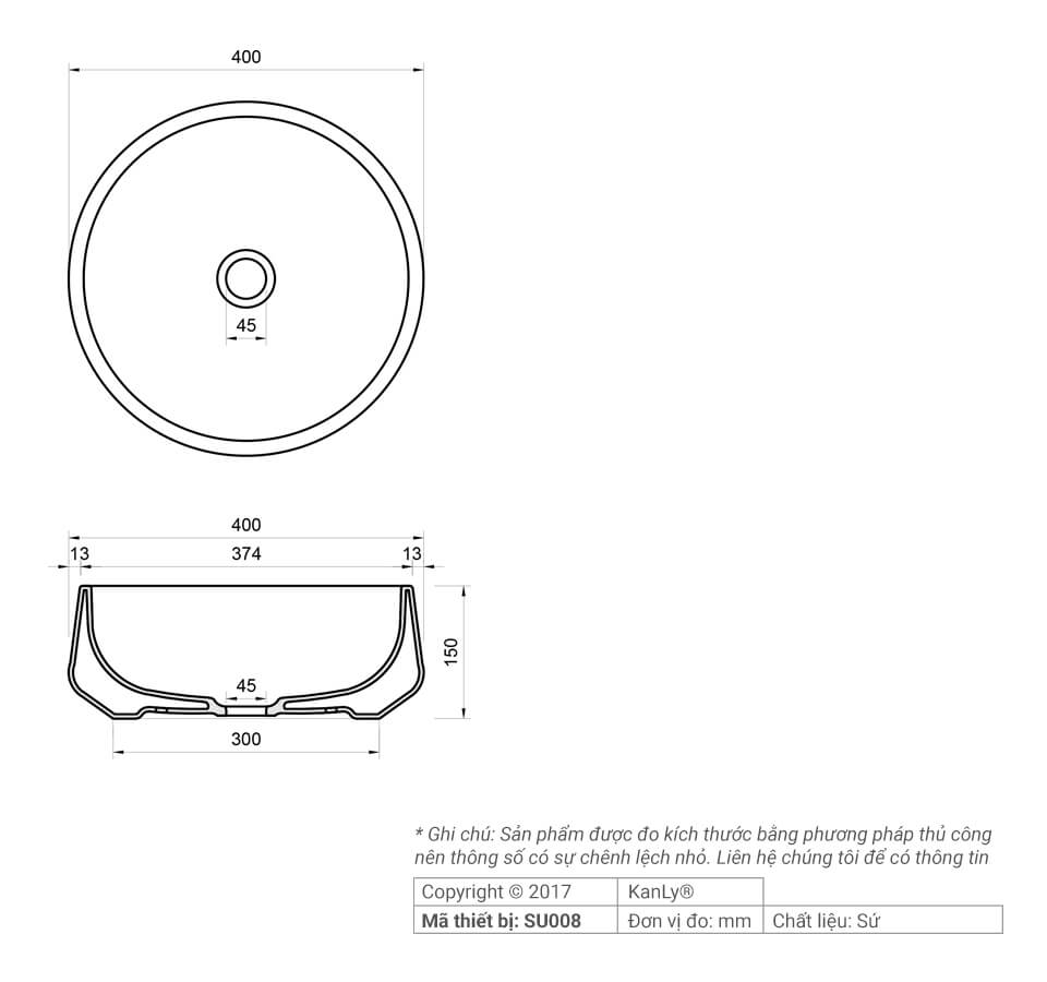 Chậu rửa mặt lavabo sứ hoa văn Kanly SU008