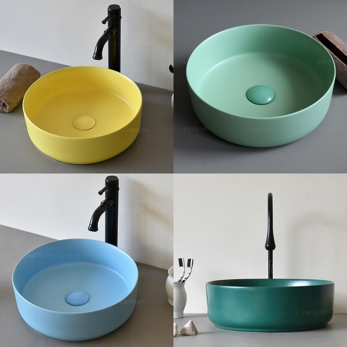 Chậu lavabo đặt bàn Kanly sứ màu SU52