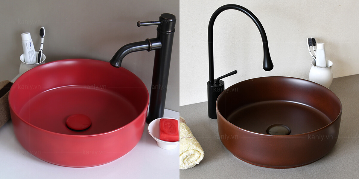 Chậu lavabo đặt bàn Kanly sứ màu SU52
