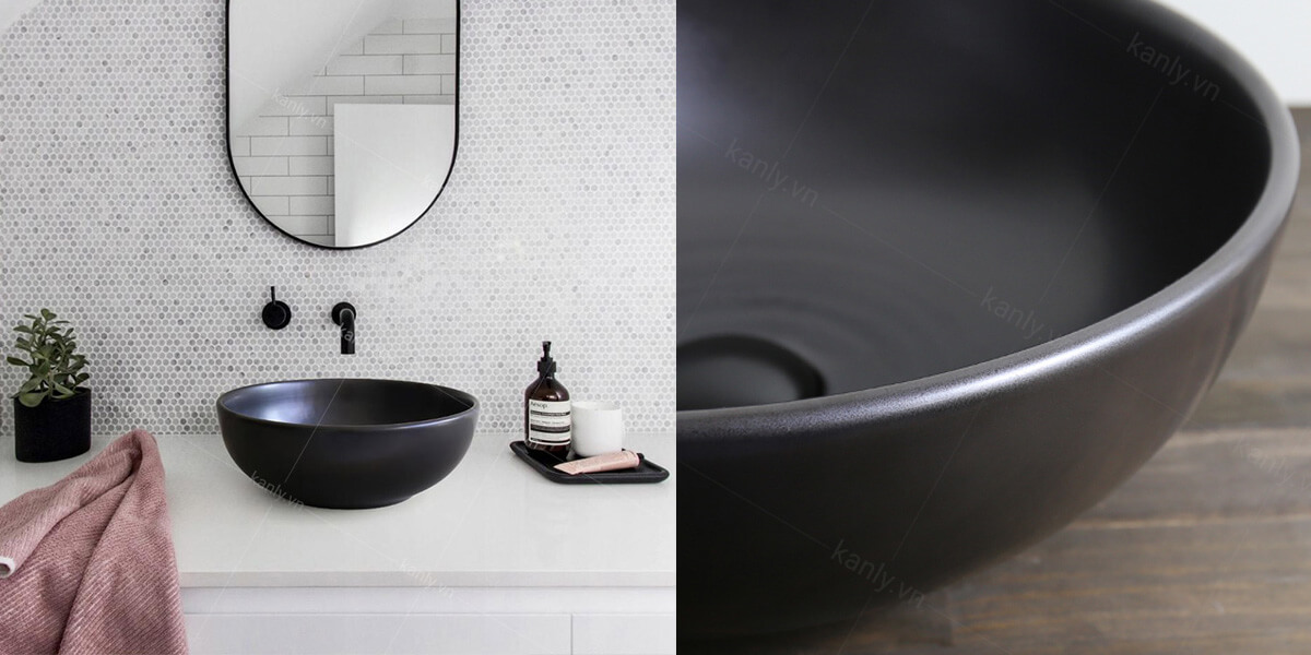 Chậu lavabo đặt bàn Kanly tròn sứ màu SU51