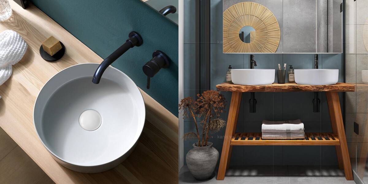 Chậu lavabo đặt bàn Kanly sứ màu SU52