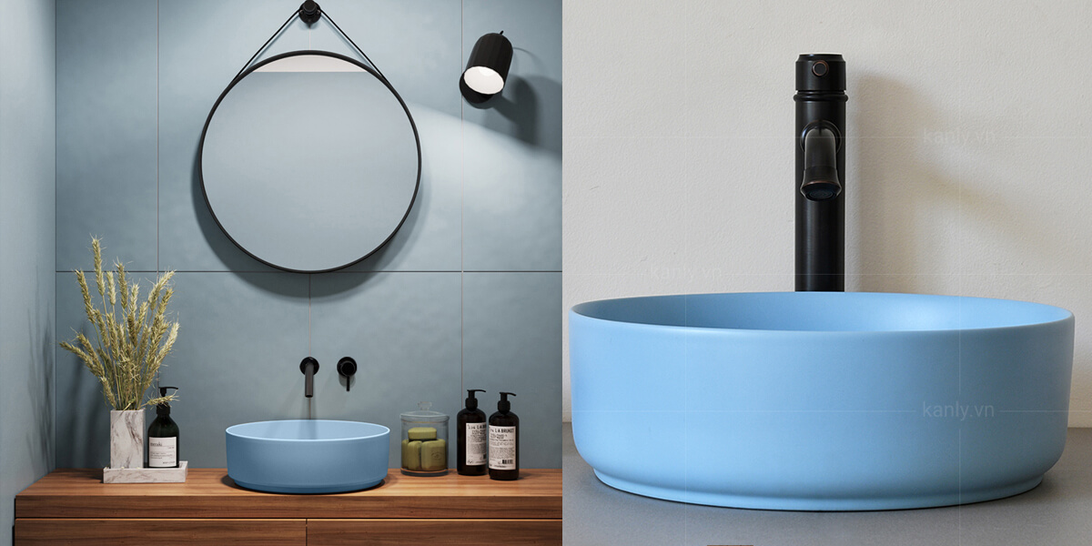 Chậu lavabo đặt bàn Kanly sứ màu SU52