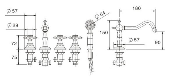 Bộ Sen Tắm Gắn Bồn Bằng Đồng Kanly GCB08