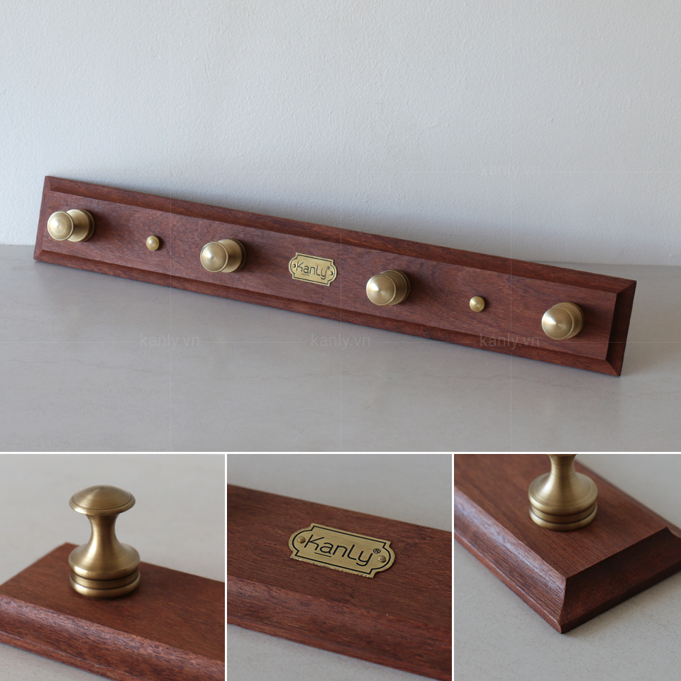 Móc treo áo gỗ và đồng thau Kanly GCG20A