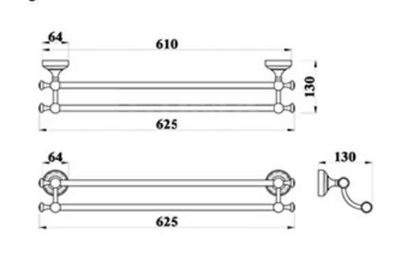 Thanh treo khăn bằng đồng Kanly GCH12