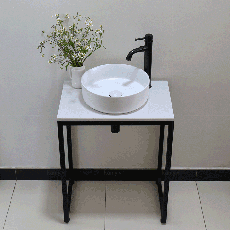 Bàn để chậu rửa lavabo Kanly mặt đá nhân tạo FP12