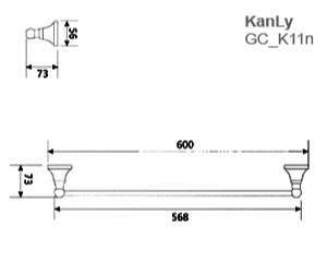 Thanh treo khăn tắm bằng đồng Kanly GCK11