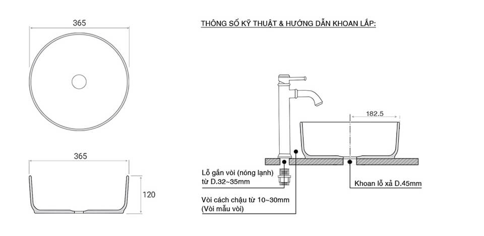 Chậu lavabo đặt bàn Kanly sứ màu SU52