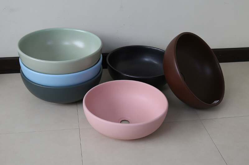 Chậu lavabo đặt bàn Kanly tròn sứ màu SU51