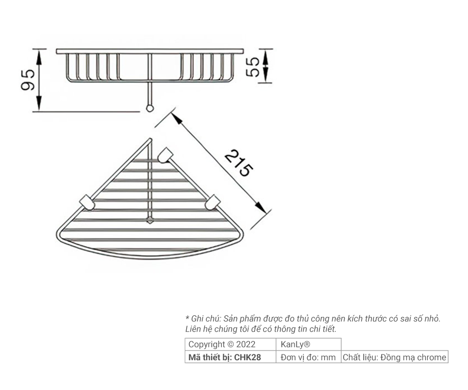 Kệ treo góc đựng xà phòng Kanly CHK28