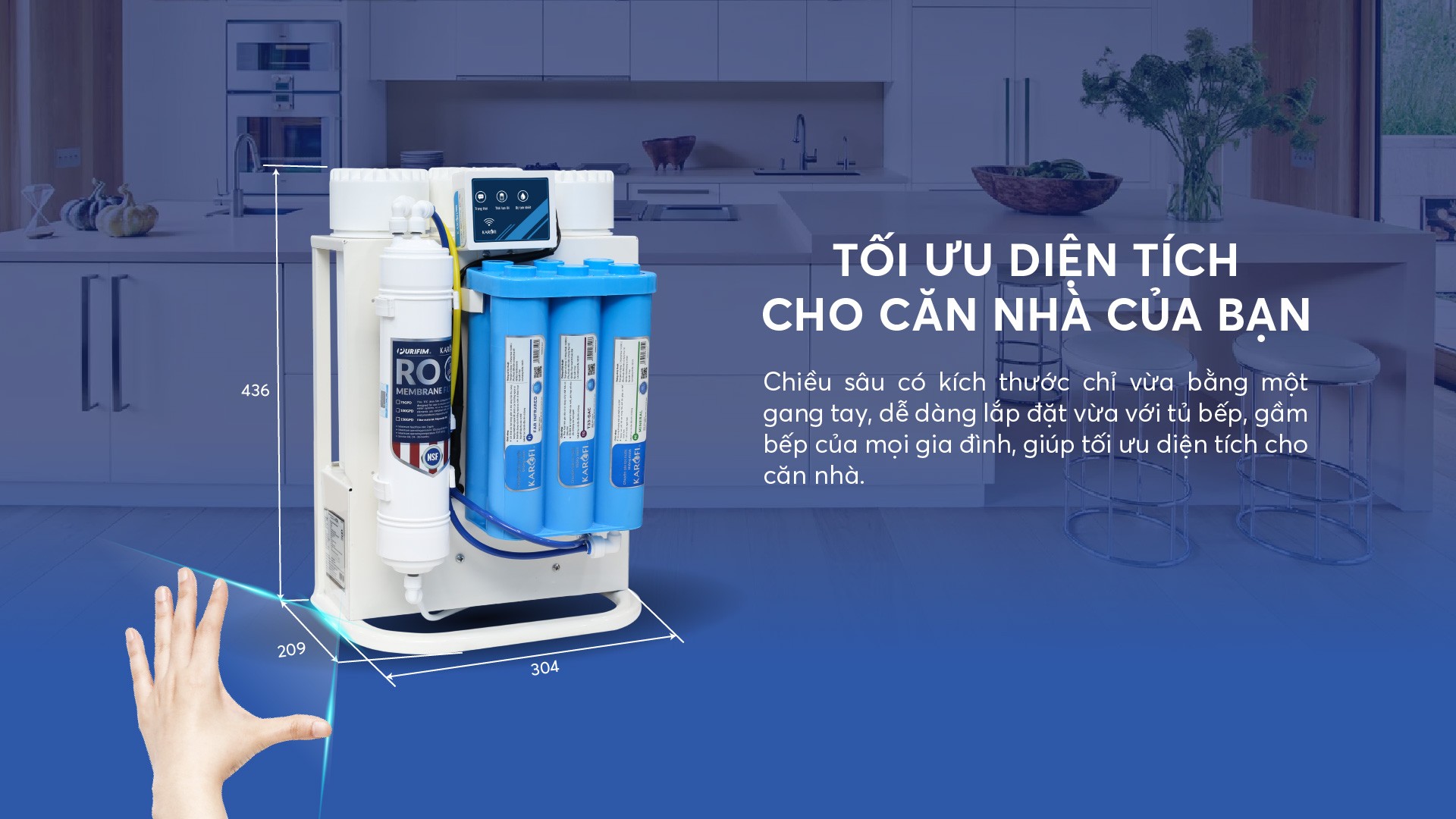 Máy Lọc Nước Để Gầm Kết Nối Điện Thoại Karofi KAQ-U95