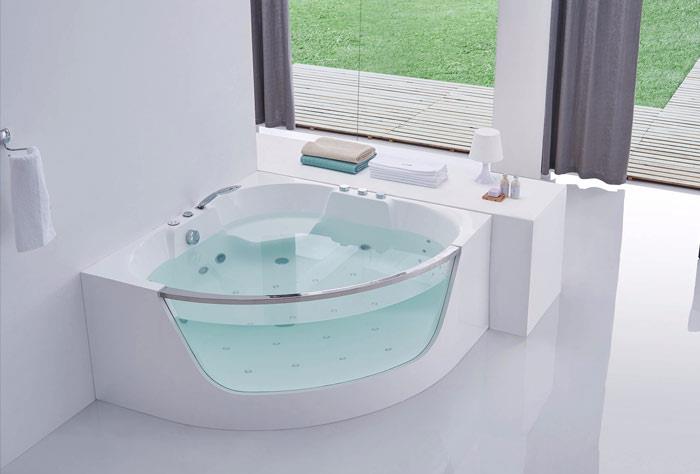 Bồn tắm góc giúp tiết kiệm diện tích và giúp không gian thêm mới mẻ, hiện đại