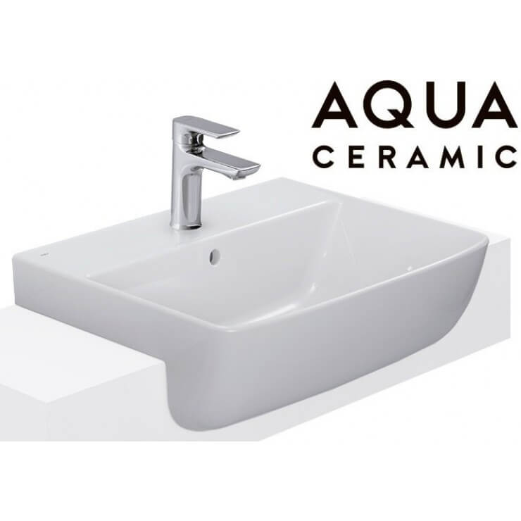 Lavabo INAX bán âm AL-345V  ứng dụng công nghệ tráng men Aqua Ceramic sáng bóng ưu việt