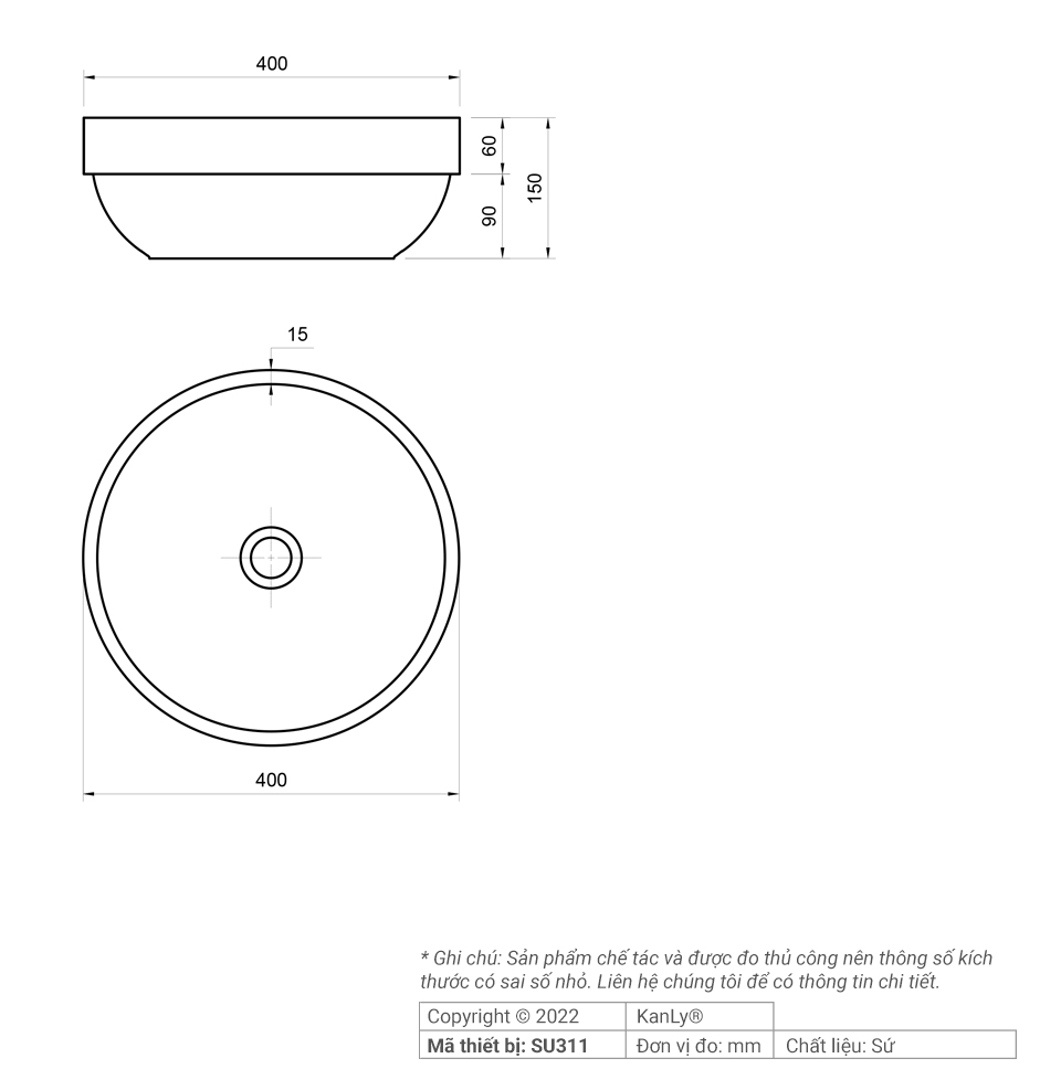 Chậu lavabo đặt bàn Kanly sứ hoa văn SU311