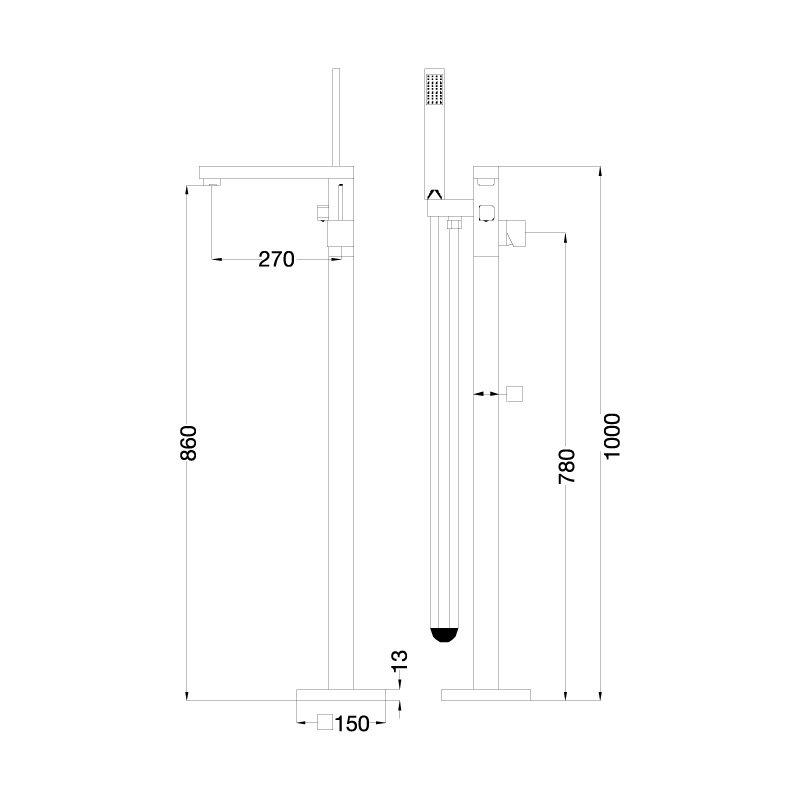 Bộ Vòi Sen Xả Bồn Đặt Sàn Monica Series MOWOEN FB0006