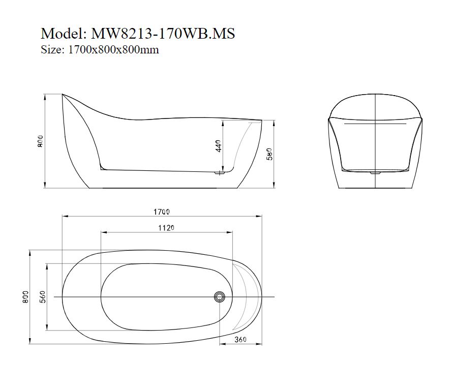 Bồn tắm đặt sàn massage 1.7m MOWOEN MW8213-170.MS