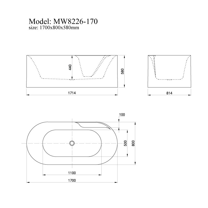 Bồn tắm đặt sàn massage 1.7m Mowoen MW8226-170.MS