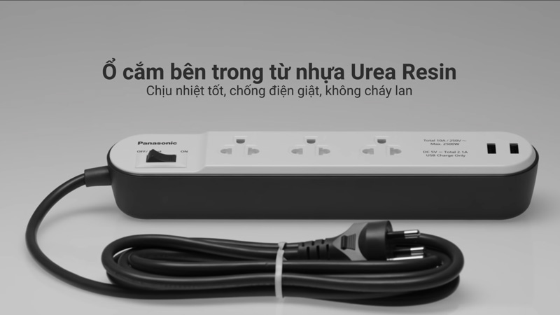 chất liệu chính của ổ cắm điện Panasonic là Nhựa Resin có khả năng cách điện tốt