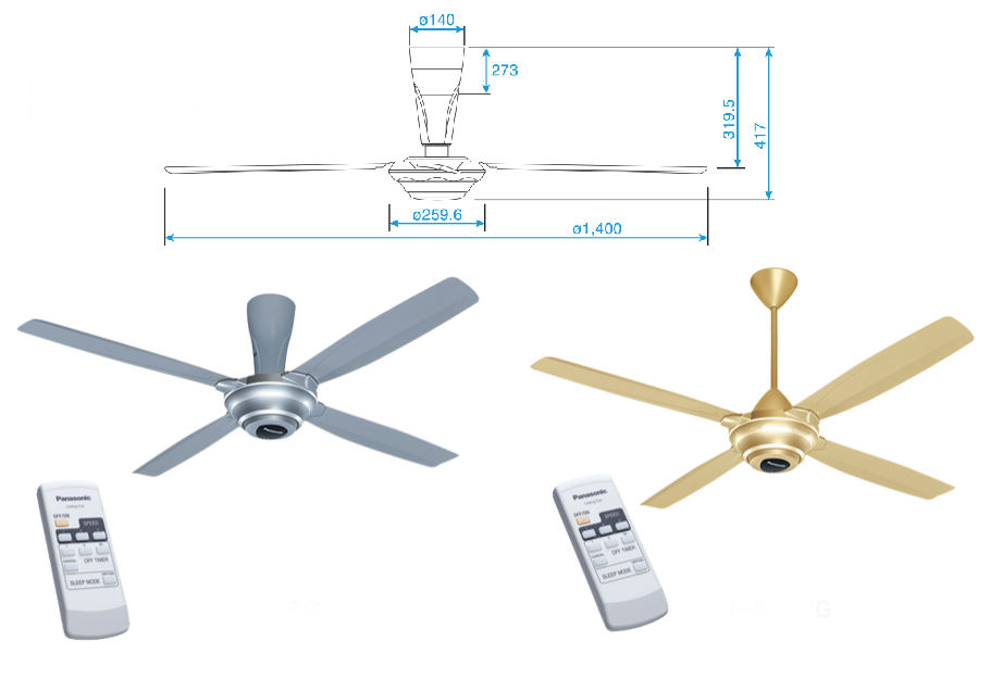 Quạt trần 4 cánh điều khiển từ xa Panasonic F-56MPG