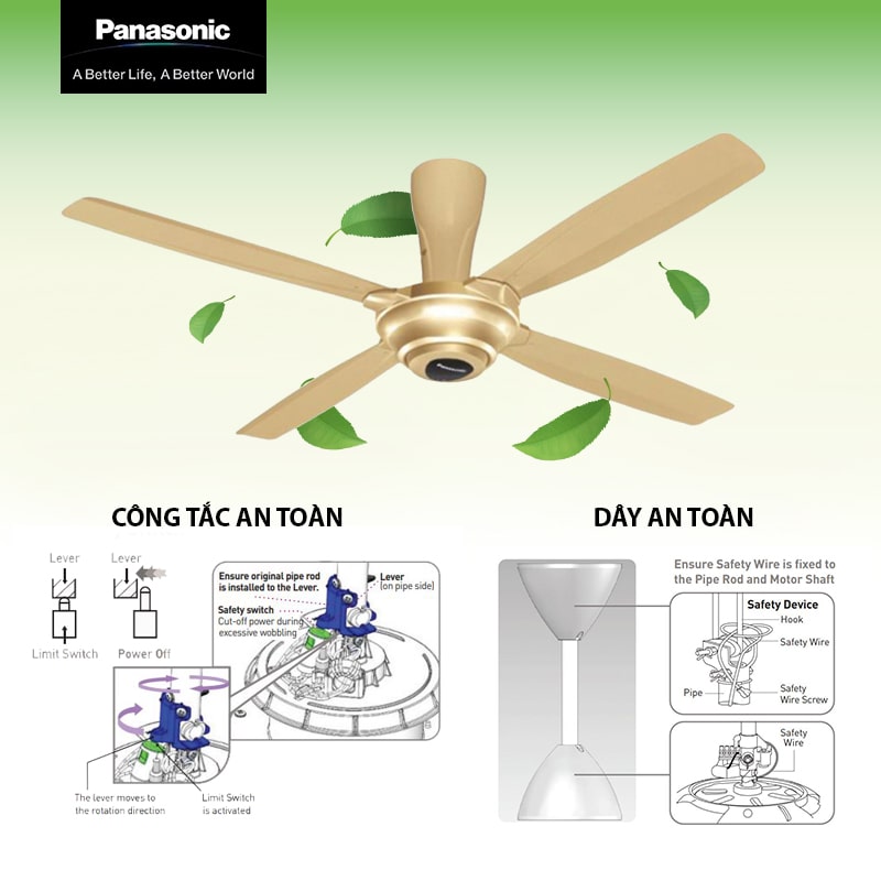 Quạt trần 4 cánh điều khiển từ xa Panasonic F-56MPG