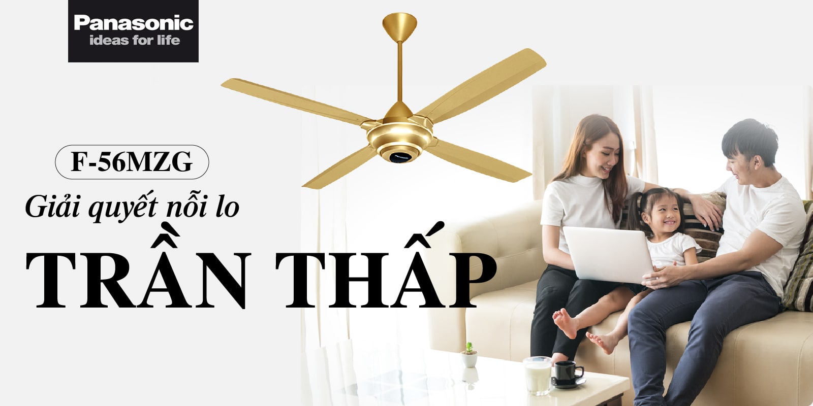 Quạt trần 4 cánh điều khiển từ xa Panasonic F-56MZG-GO
