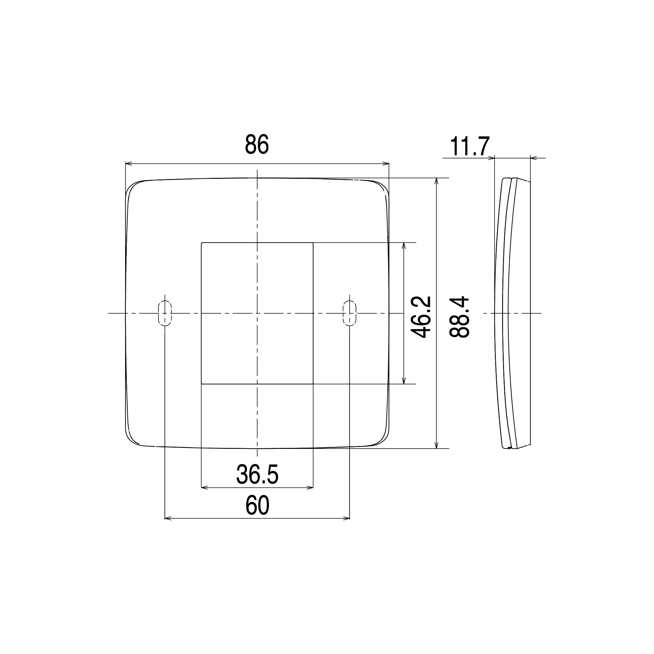 Mặt vuông 2 thiết bị dòng Minerva Panasonic WMT7812