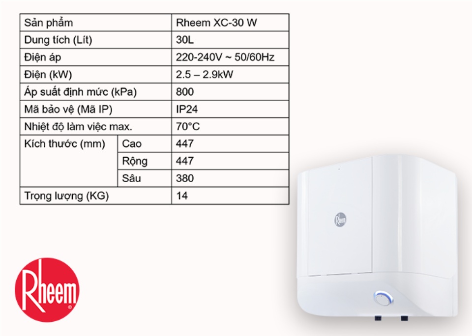 Bình nước nóng gián tiếp Rheem Xwell