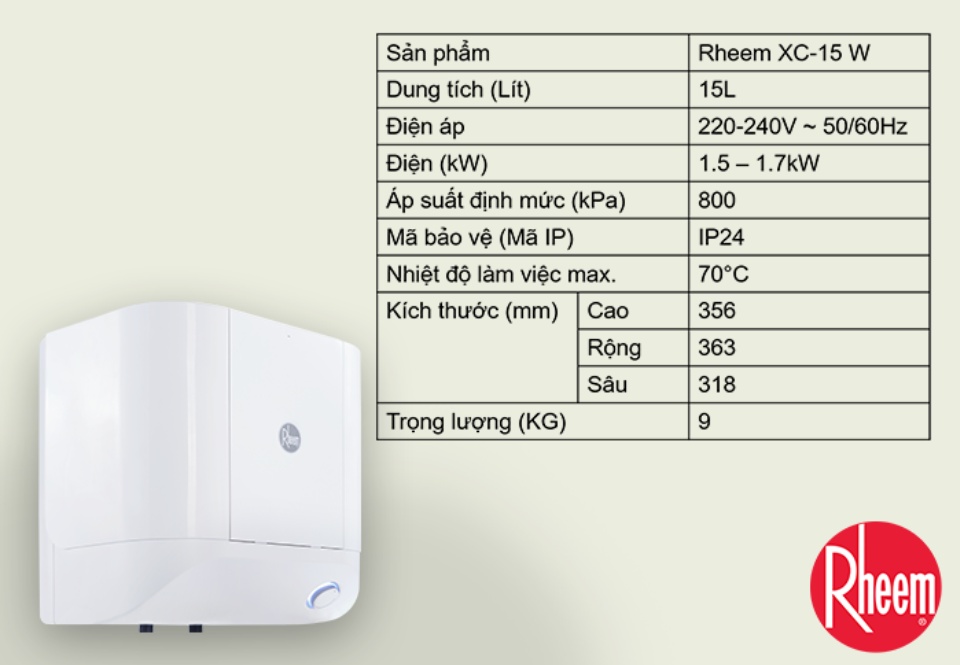 Bình nước nóng gián tiếp Rheem Xwell