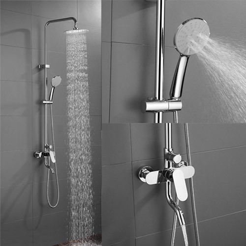 Kết hợp bát sen trên cao tắm đứng, vòi hoa sen cầm tay và sen xả thẳng đa dạng trong một cây sen 