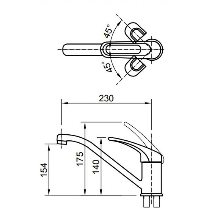Bản vẽ kỹ thuật Vòi bếp Inax SFV-212S