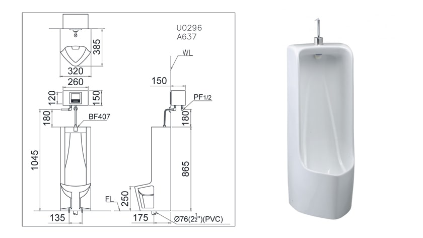 Bồn tiểu nam đặt sàn Caesar U0296