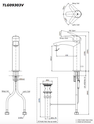 Vòi lavabo nóng lạnh GM TOTO TLG09303V